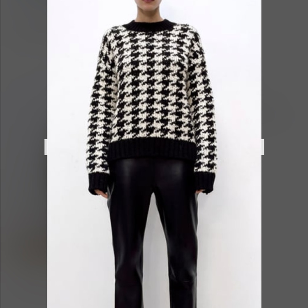 Zara houndstooth sweater cotton/acrylic size L